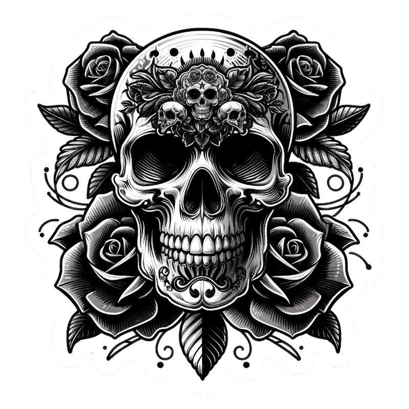 Gothic Skull and Roses Art