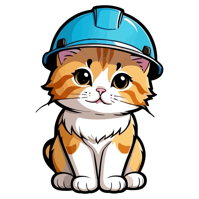Kitten with a hard hat