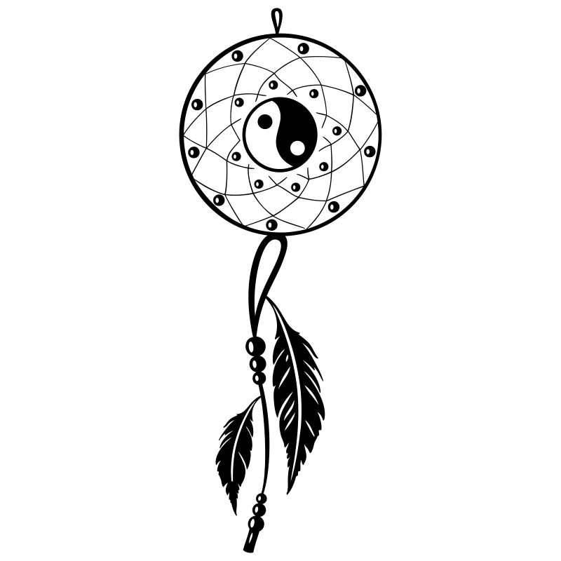 Dreamcatcher with feather and Yin & Yang