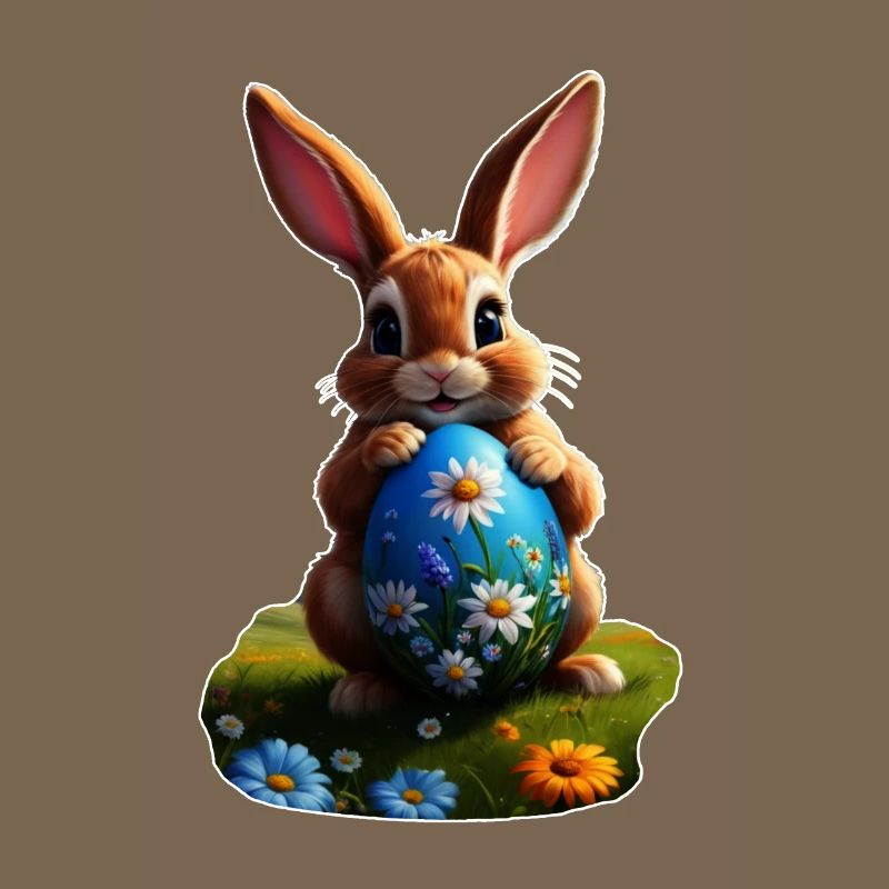 Easter Bunny with Egg, Oval