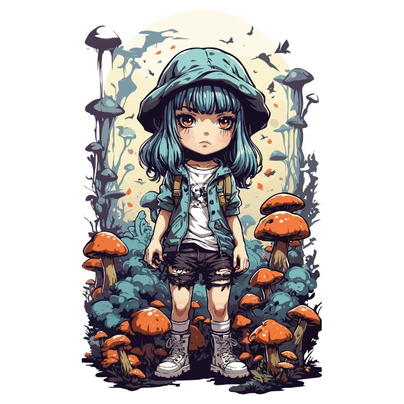 Aventure psychédélique Anime Forêt Champignon Design