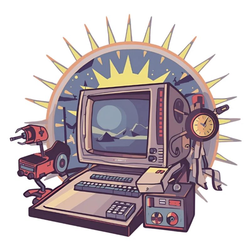 Futuristic computer with retro elements