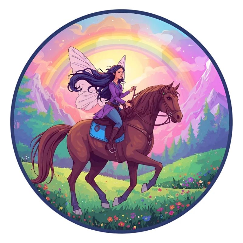 Fée imaginative sur cheval