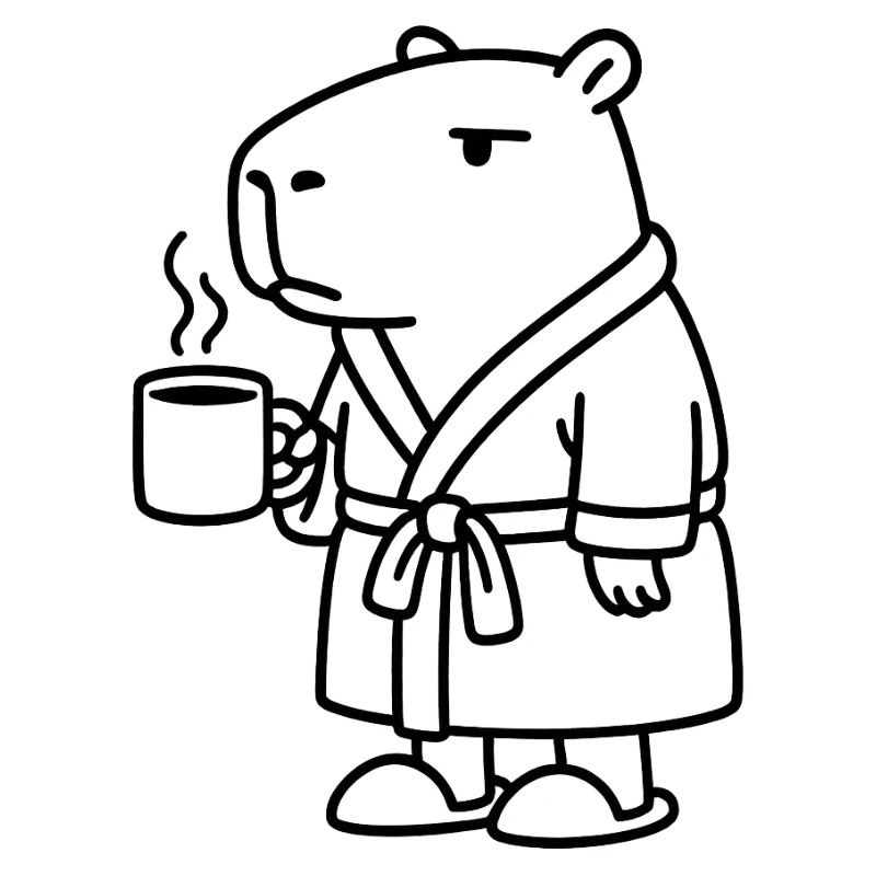 Capybara in a dressing gown Coffee