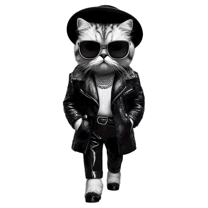 Chat dans le style Lagerfeld avec lunettes de soleil Mode