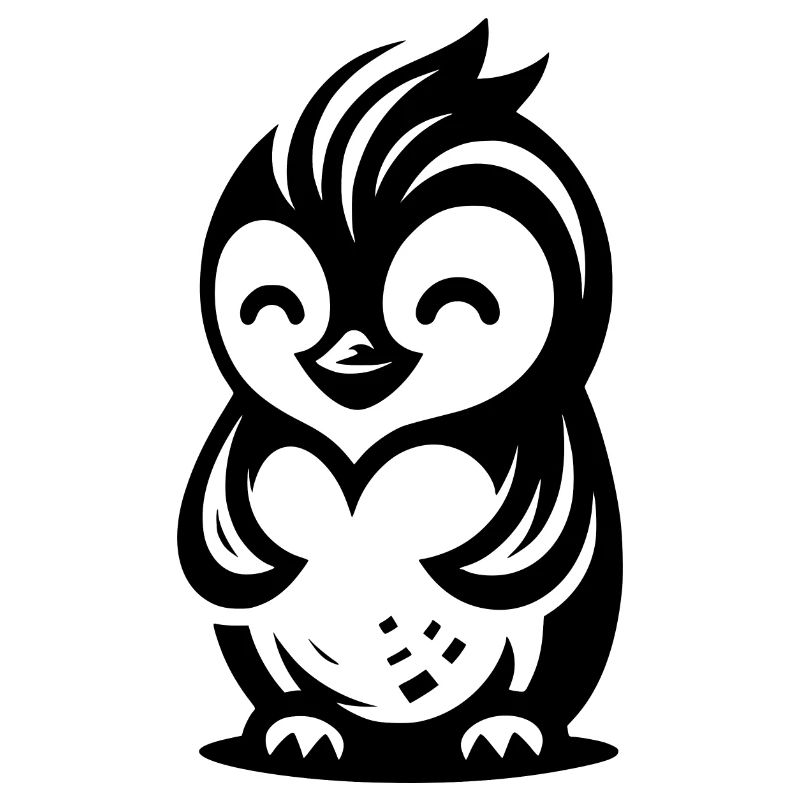 Dessin de pingouin avec une expression amicale mignonne