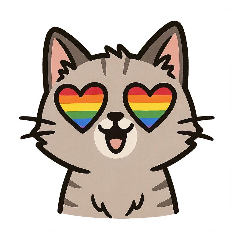 Diseño de gatos con ojos de corazón arcoíris