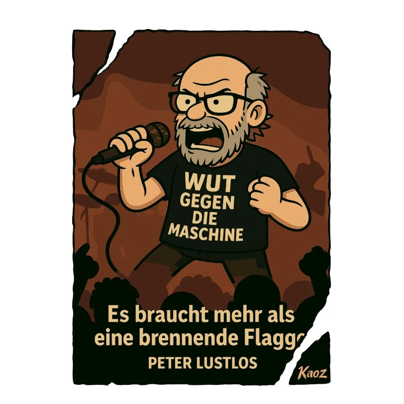 Protester Peter Listless with microphone