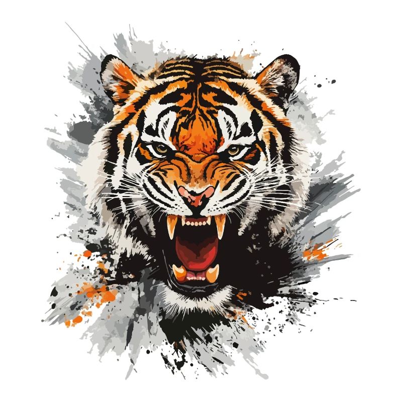 Tiger Head Predator Nature Wilderness Splash