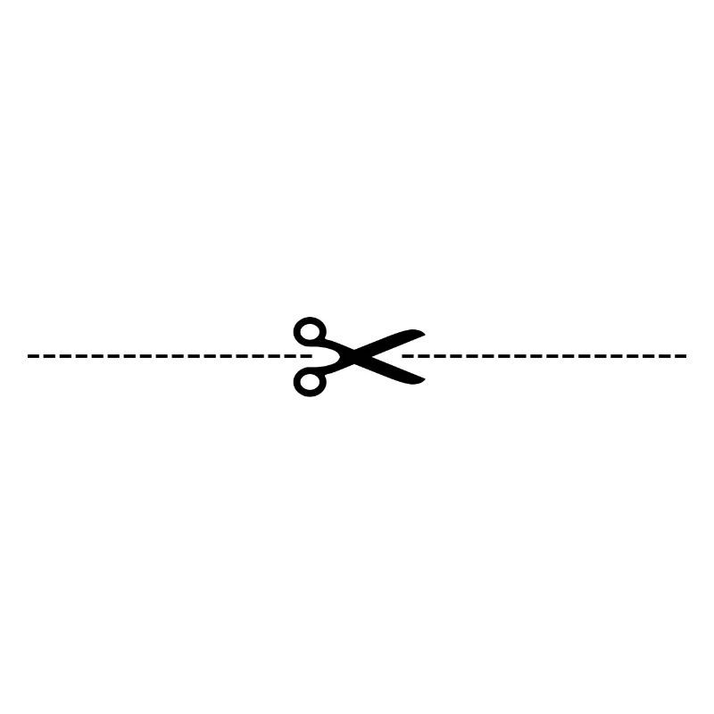 Scissors with cutting line