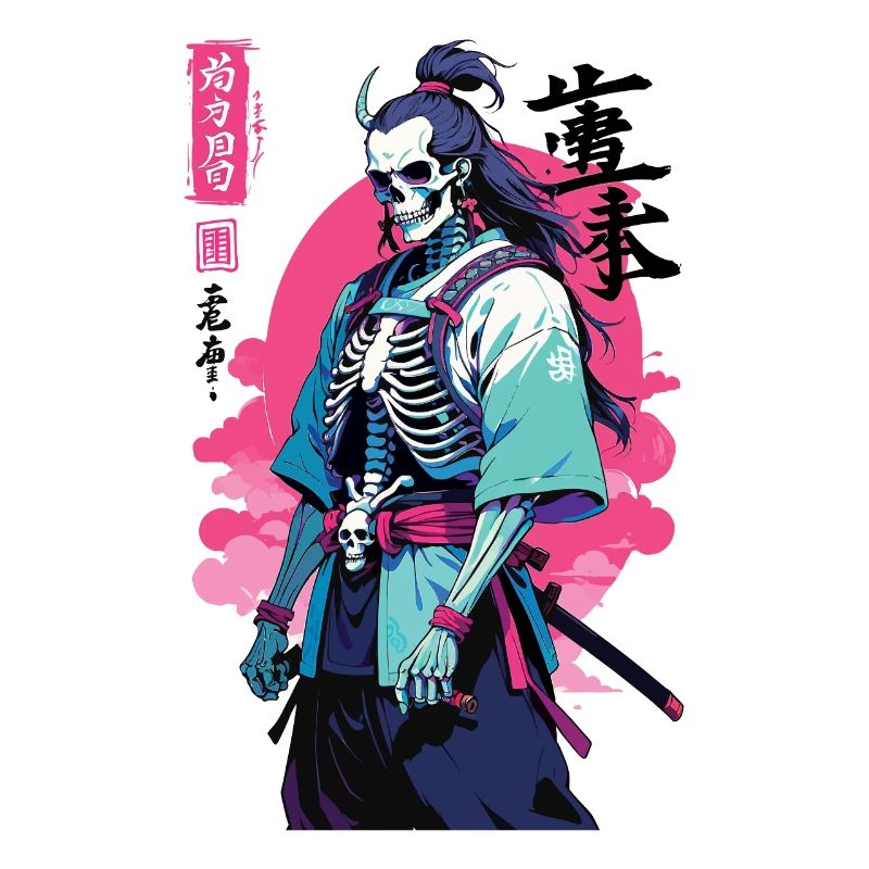 Oni Skeleton Samurai Vaporwave Aesthetic