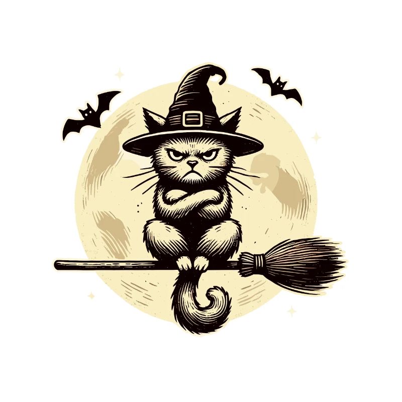 Drôle de sorcière chat magicien chat