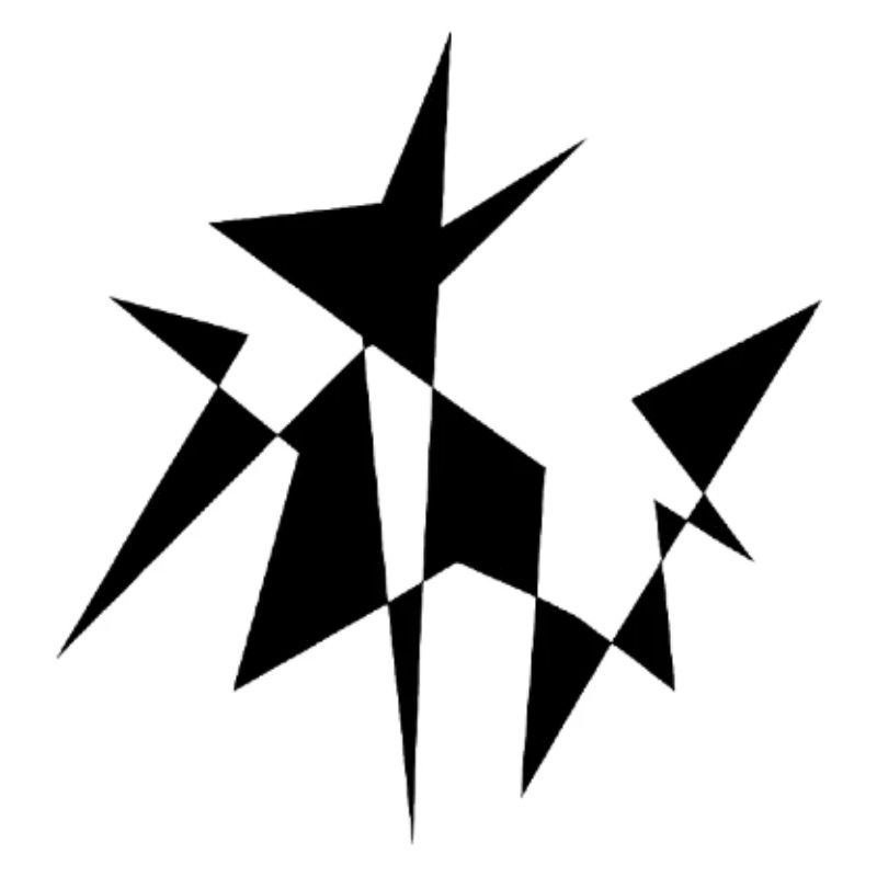 Abstract Asymmetrical Stars in Black