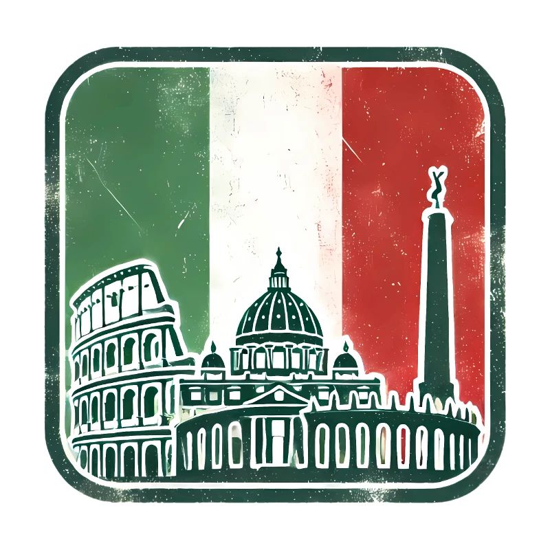 Drapeau Italien Monuments Silhouette