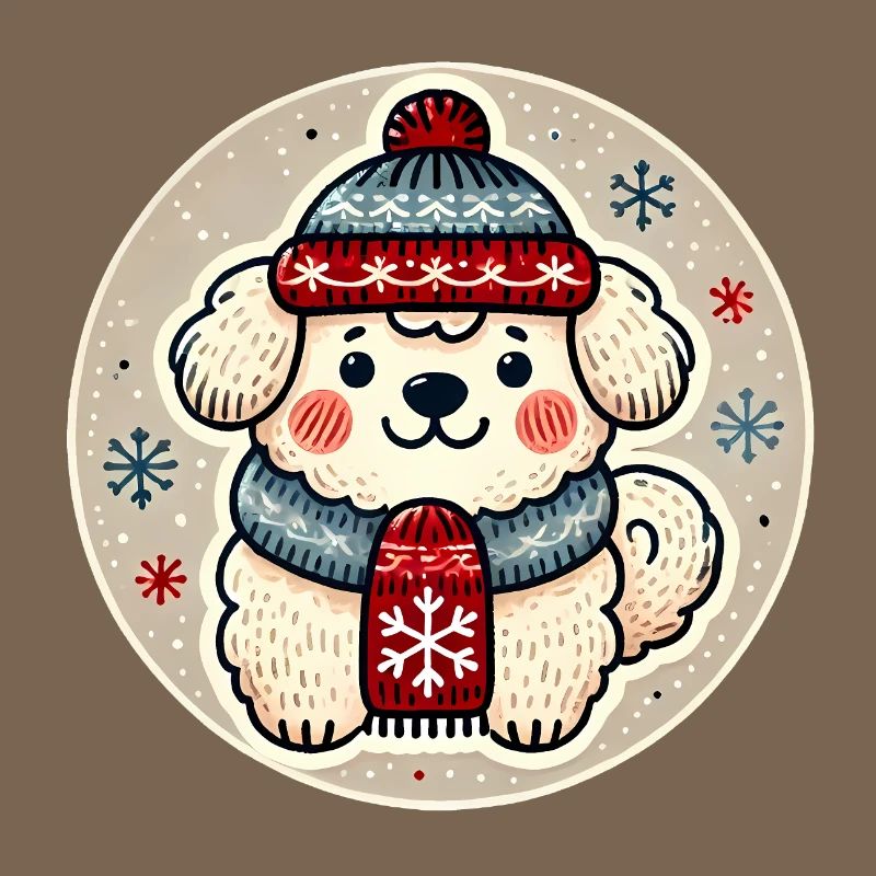 Chien d’hiver douillet en bonnet écharpe