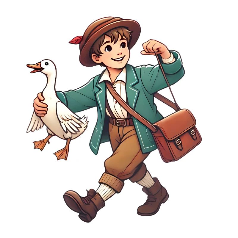 Garçon vintage avec illustration de canard