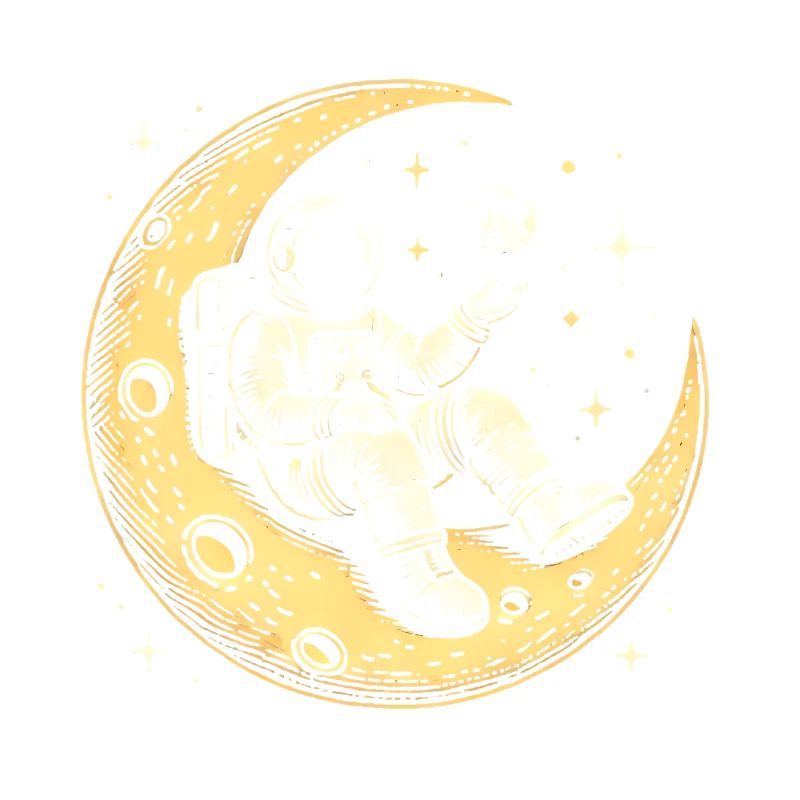 Astronaute froid sur le croissant de lune