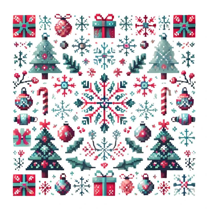 Festive Pixel Art Christmas Pattern