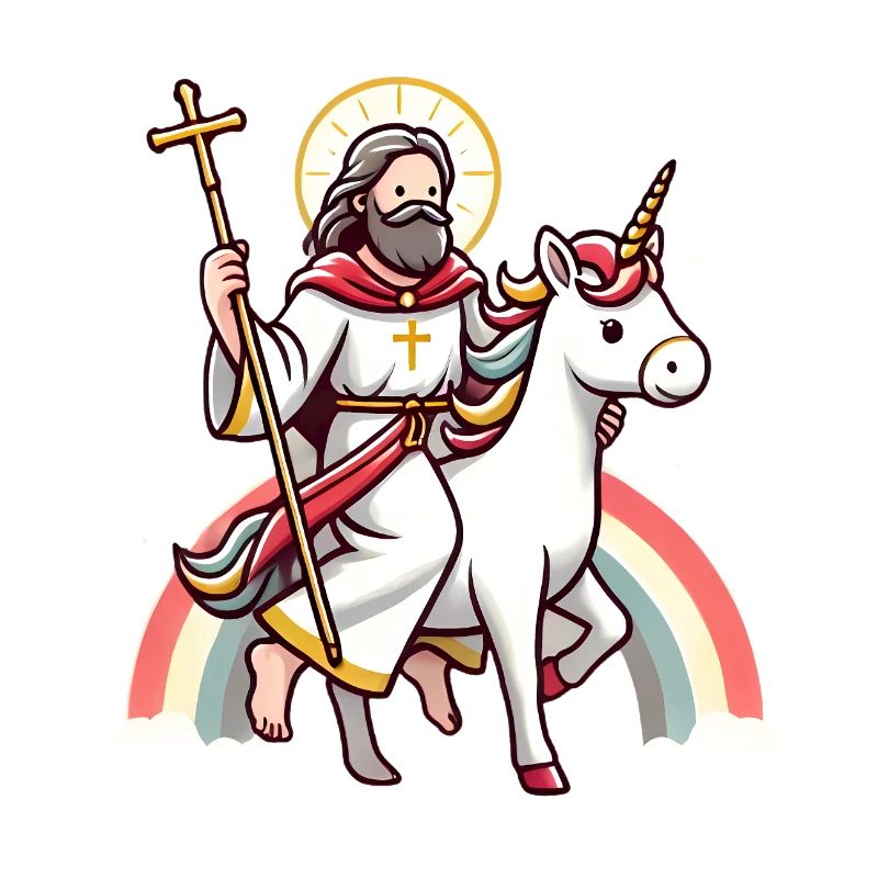 Saint Riding Licorne Dessin animé Design
