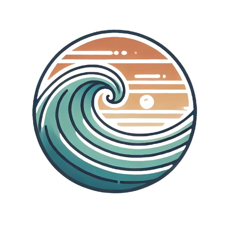 Vague de l’océan vintage coucher de soleil badge