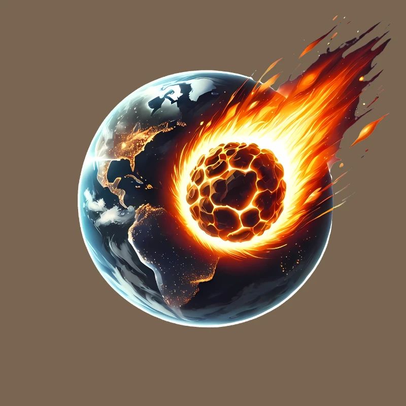 Fiery Asteroid Impact on Earth