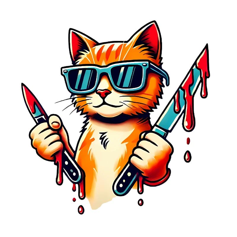 Coole Katze mit Messern Pop Art Design