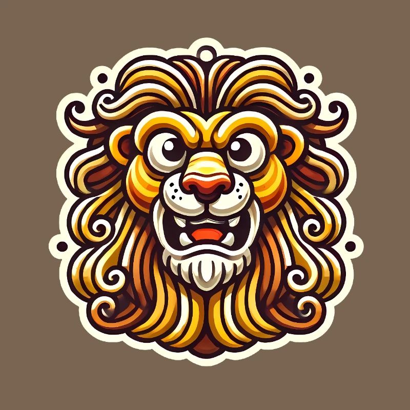 Lion féroce dessin animé Sticker Design