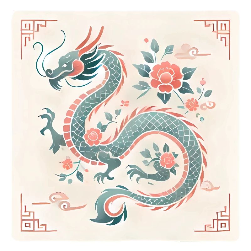 Design élégant de dragon floral chinois