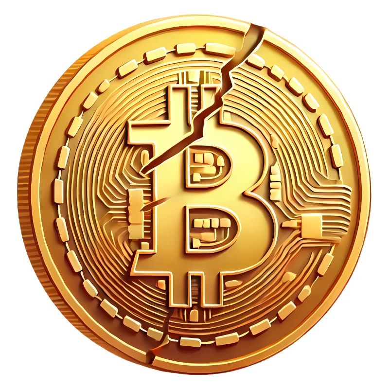 Conception de pièce Bitcoin fissurée