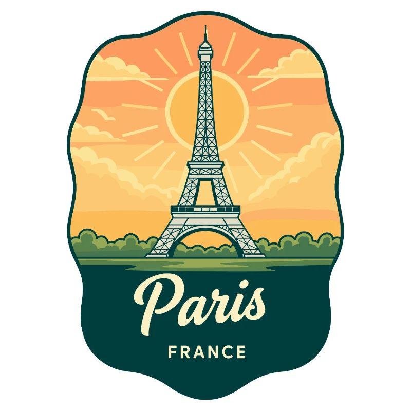 Insigne rétro du coucher de soleil de la Tour Eiffel de Paris