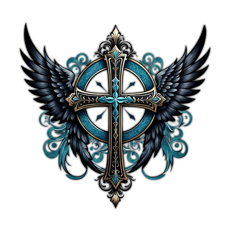 Croix ornée d’ailes.