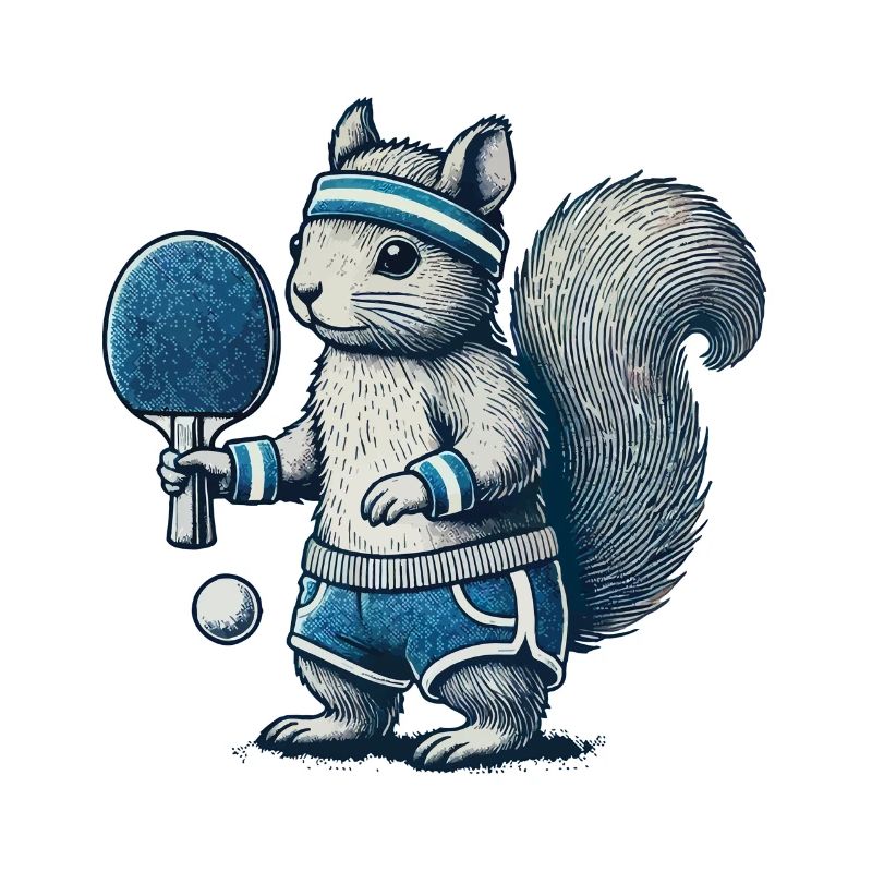 Retro Table Tennis Squirrel Fun
