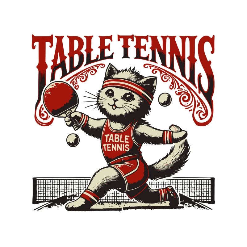 Chat mignon Tennis de table Style vintage Rétro
