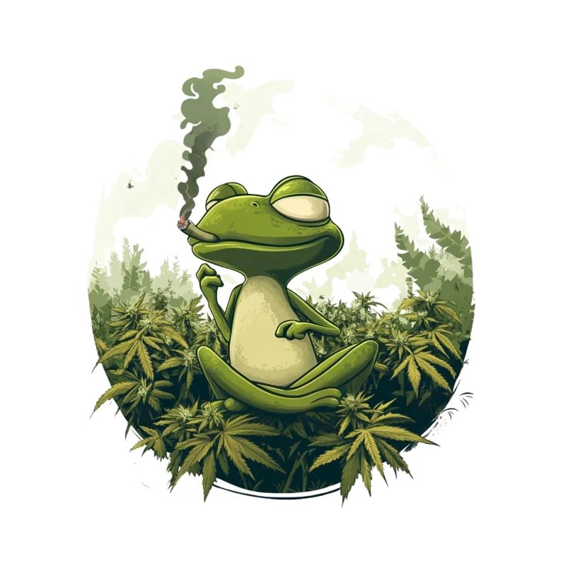 Frog in Lotus Position with Joint - Weed Frog Design