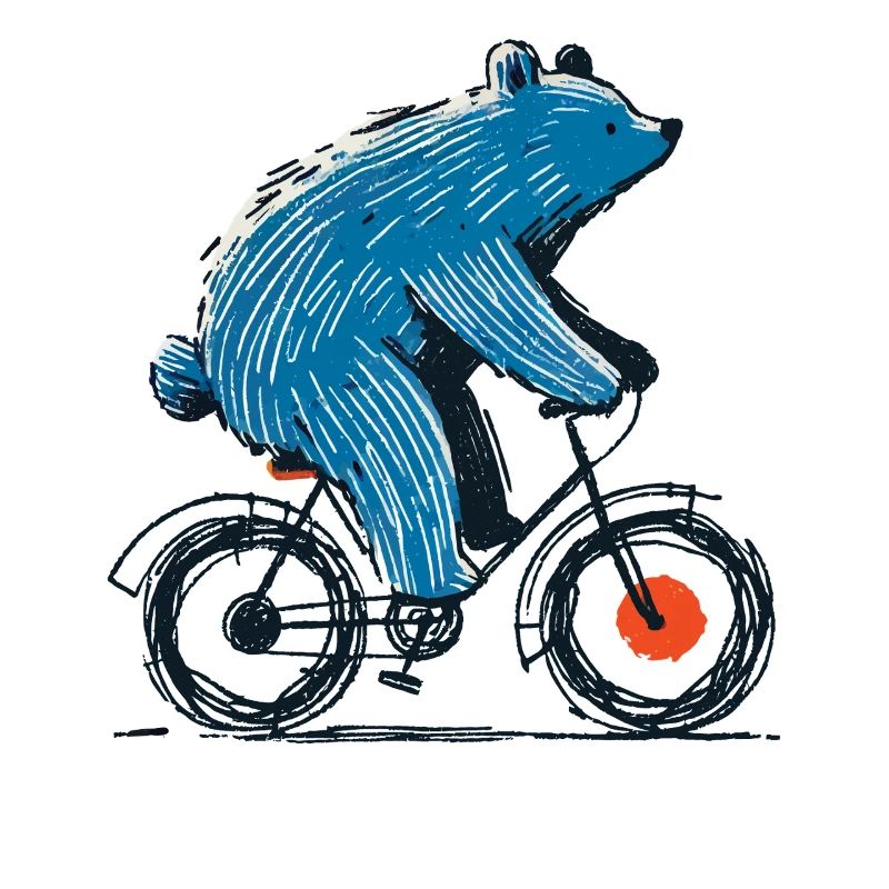 Aventure à vélo avec ours sur deux-roues