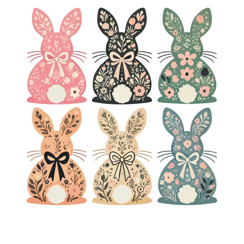 Fleur de Pâques Lapin Style Vintage Rétro