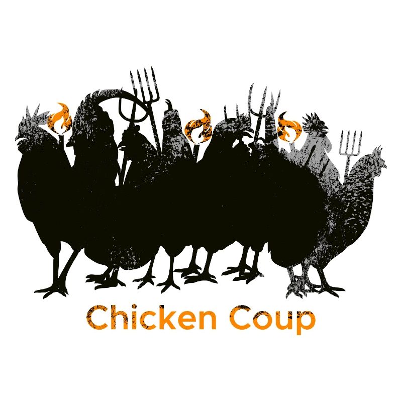 Chicken Coup - Black Chickens on Grey