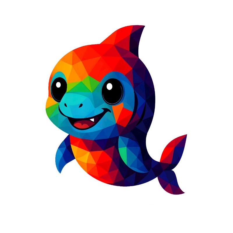 WPAP Polygon Kawaii Style Animaux Bébé Requin
