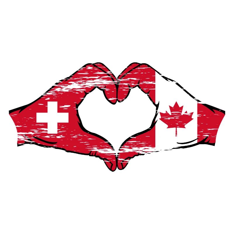 Suisse Canada Drapeau Mains Coeur Forme Utilisé