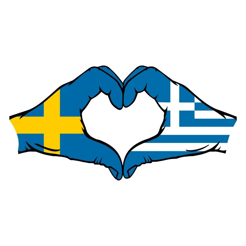 Suède Grèce Drapeau Mains Coeur Forme