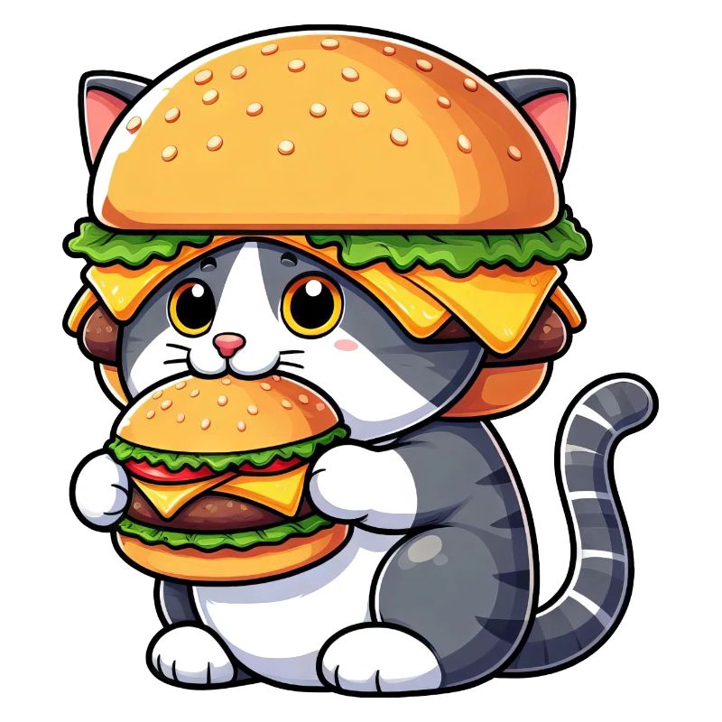 Drôle de chat hamburger cheeseburger dessin animé rapide