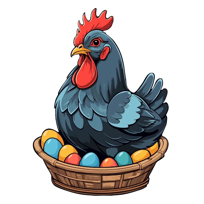 Easter Chicken Colorful Cute Funny Easter Eggs Nest