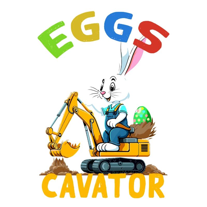 Funny Easter Saying Easter Bunny Excavator Driver