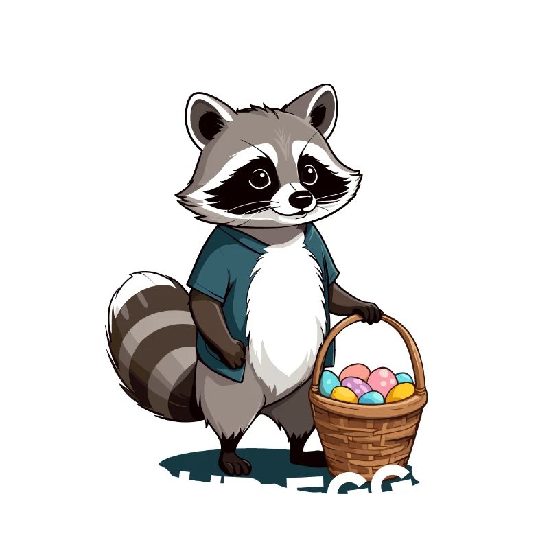 Funny Egg Thief Raccoon Easter Bunny Design