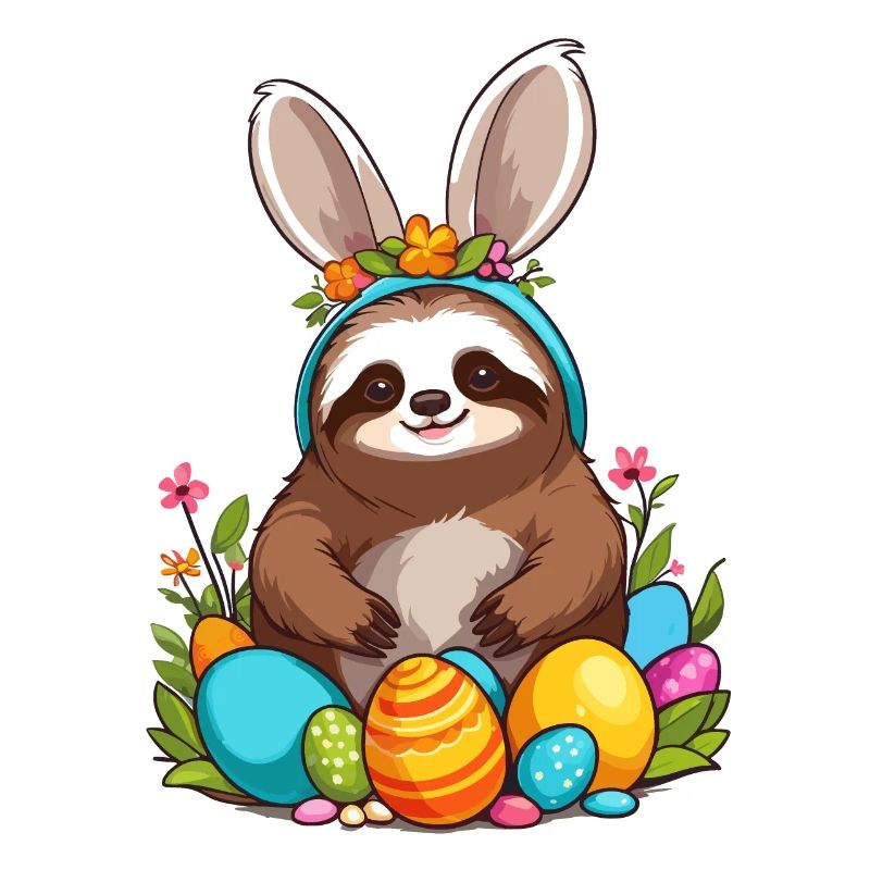 Funny Sloth Easter Bunny Iconic Easter