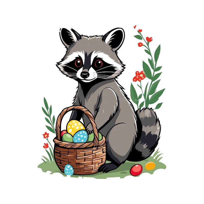 Funny Egg Thief Raccoon Easter Bunny Design