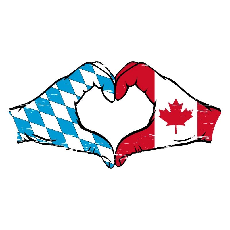 Mains du drapeau du Canada de la Bavière en forme de coeur utilisé