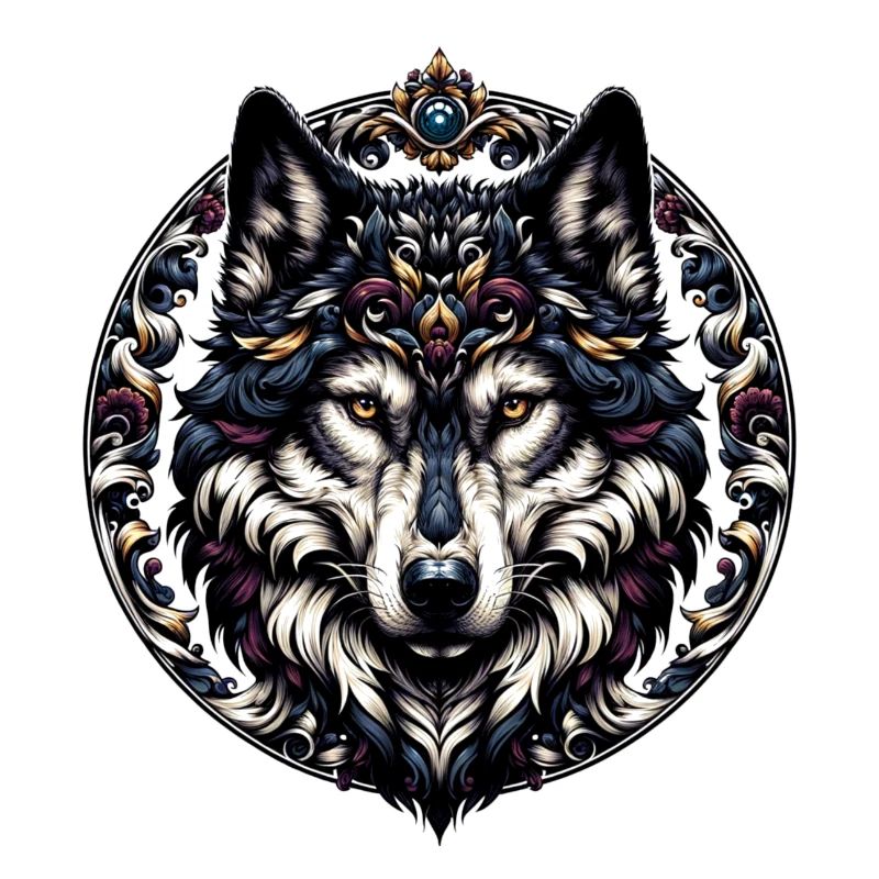 majestic wolf with frame