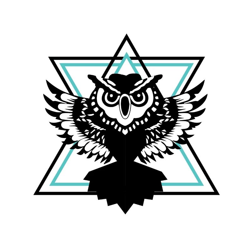 fliegende Eule vor zwei Dreiecken Geschenk Vogel