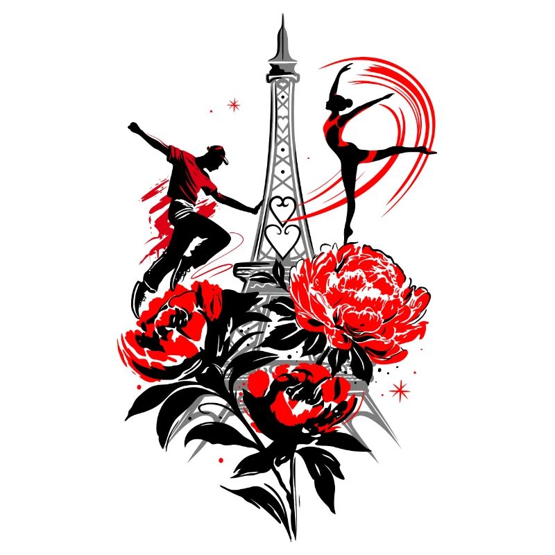 Dancer Paris Silhouette, Red Black Abstract
